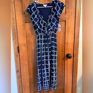 New w/ Tags. Maison Jules Maxi Dress. XS. Navy Blue w/ White.